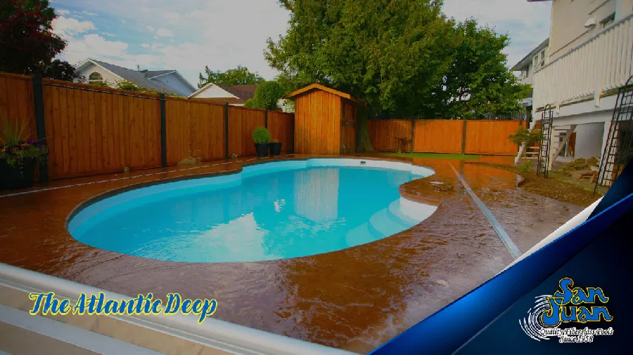 Atlantic Deep fiberglass pool installed in a backyard