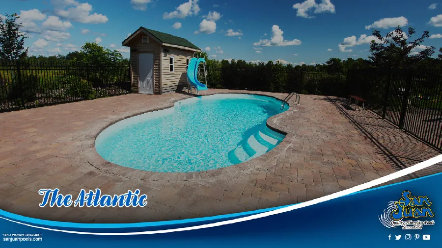 Atlantic fiberglass pool installed in a backyard
