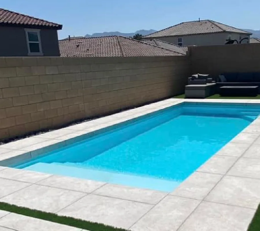 Biloxi Beach fiberglass pool installed in a backyard