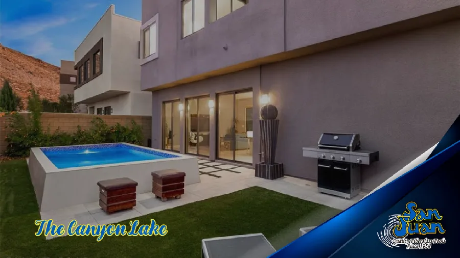 Canyon Lake fiberglass pool installed in a backyard