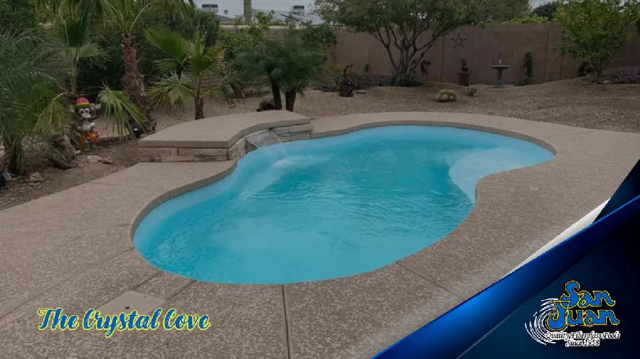 Crystal Cove fiberglass pool installed in a backyard
