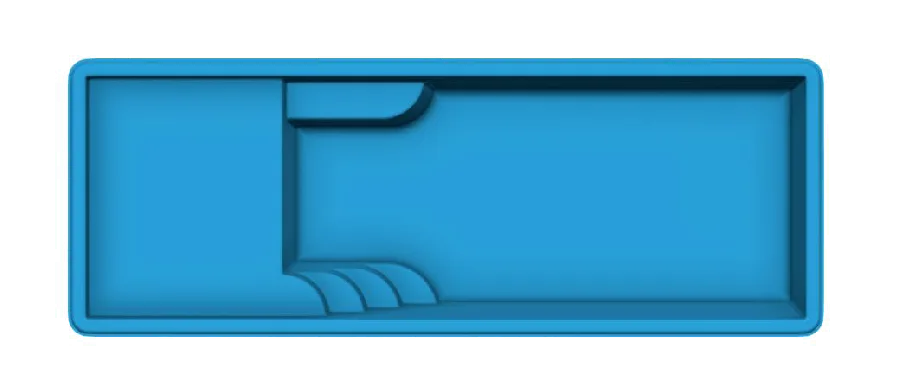 Cyberlane Beach fiberglass pool installed in a backyard