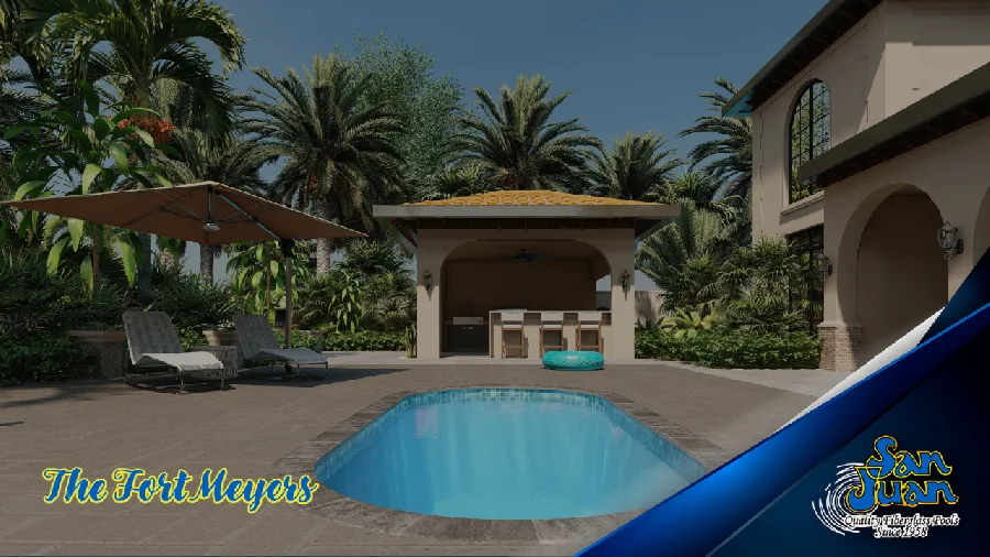 Fort Myers fiberglass pool installed in a backyard