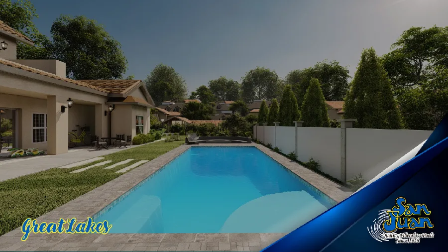 Great Lakes fiberglass pool installed in a backyard