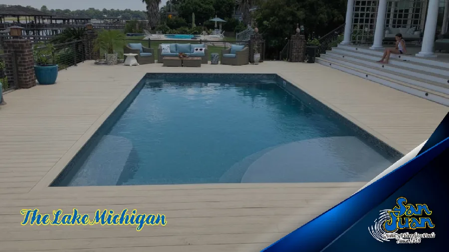 Lake Michigan fiberglass pool installed in a backyard