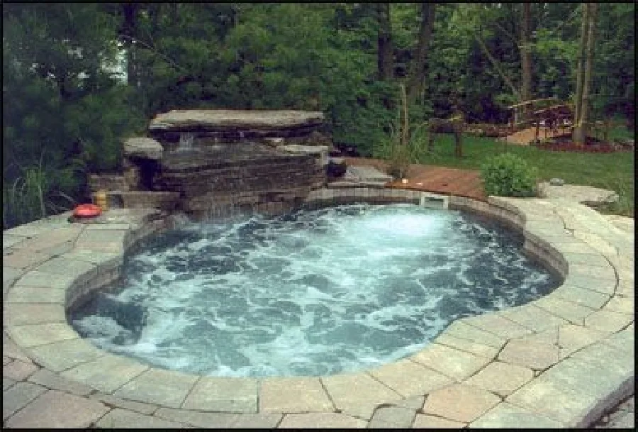 Paradise small San Juan fiberglass pool installed in a backyard