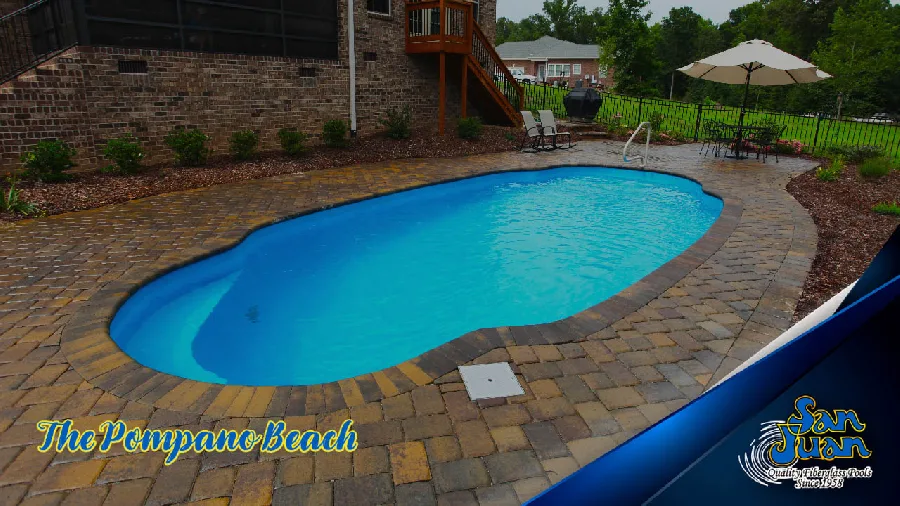 Pompano Beach fiberglass pool installed in a backyard