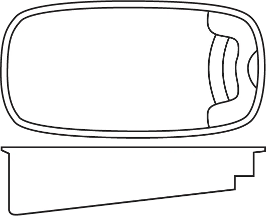 Caladesi fiberglass pool shell drawing (top and side views)