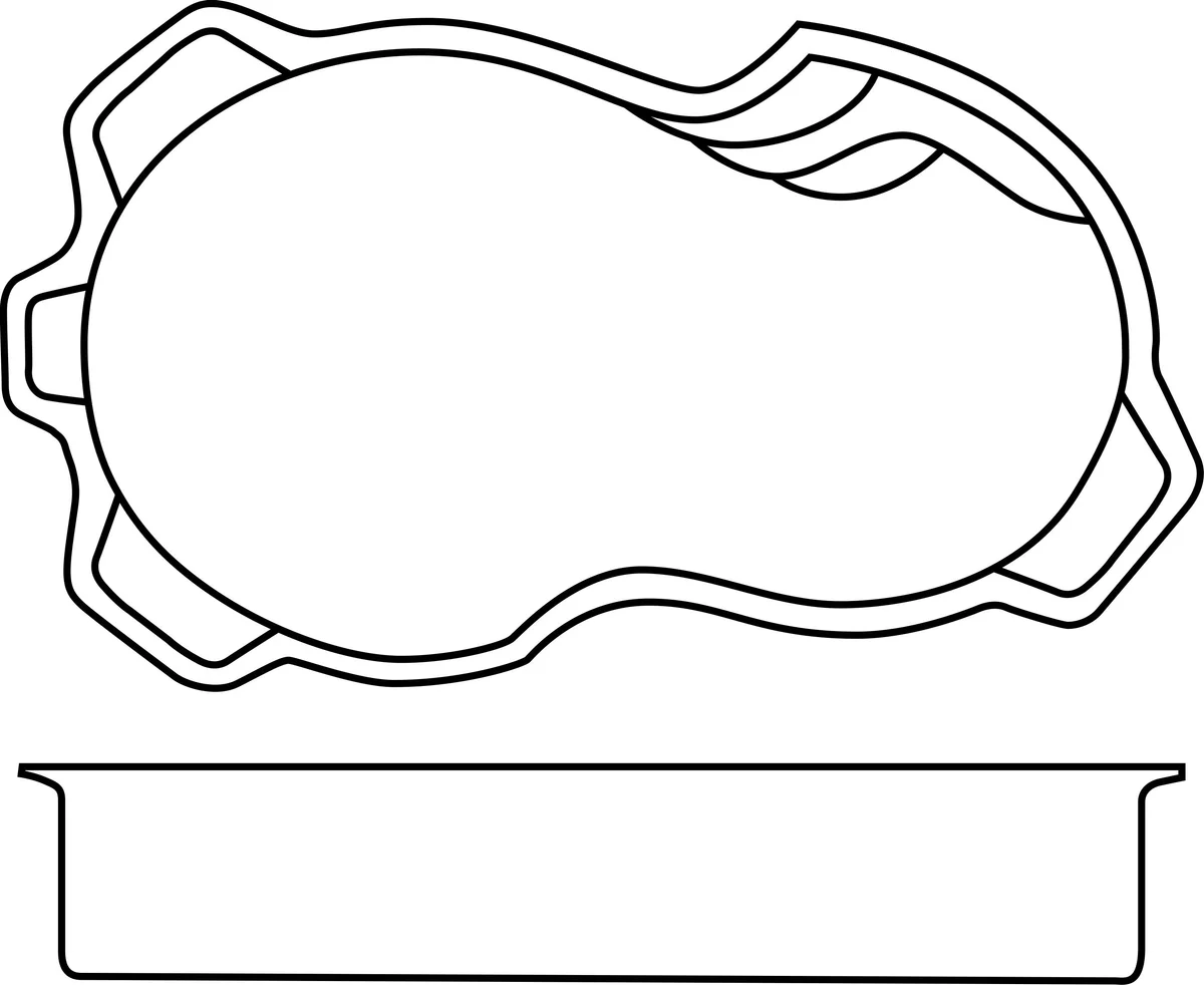 Cayman fiberglass pool shell drawing (top and side views)
