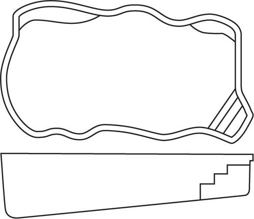 Costa Rica fiberglass pool shell drawing (top and side views)