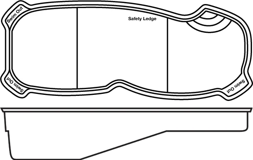 Havana fiberglass pool shell drawing (top and side views)