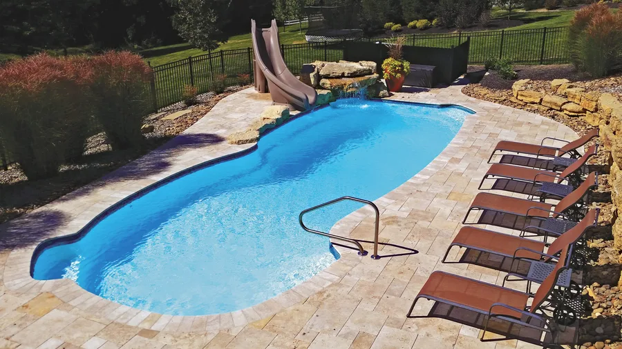 Havana large fiberglass pool installed in a backyard