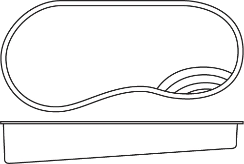 Jamaica fiberglass pool shell drawing (top and side views)