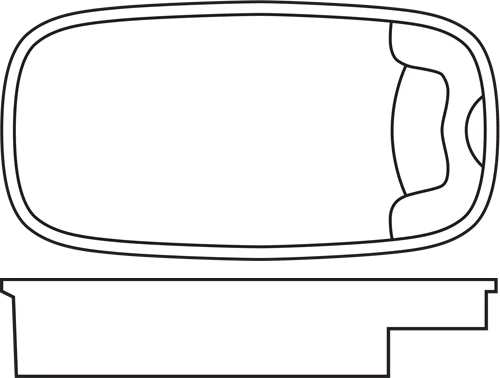 Key West fiberglass pool shell drawing (top and side views)