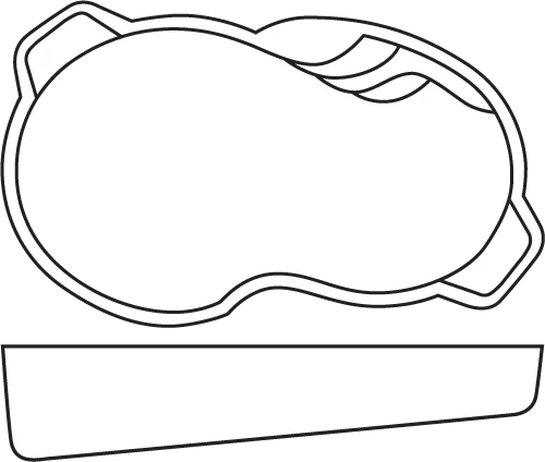 Nassau fiberglass pool shell drawing (top and side views)