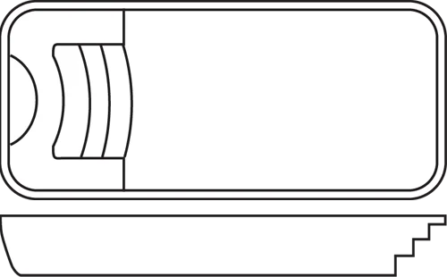 Ochos Rios fiberglass pool shell drawing (top and side views)