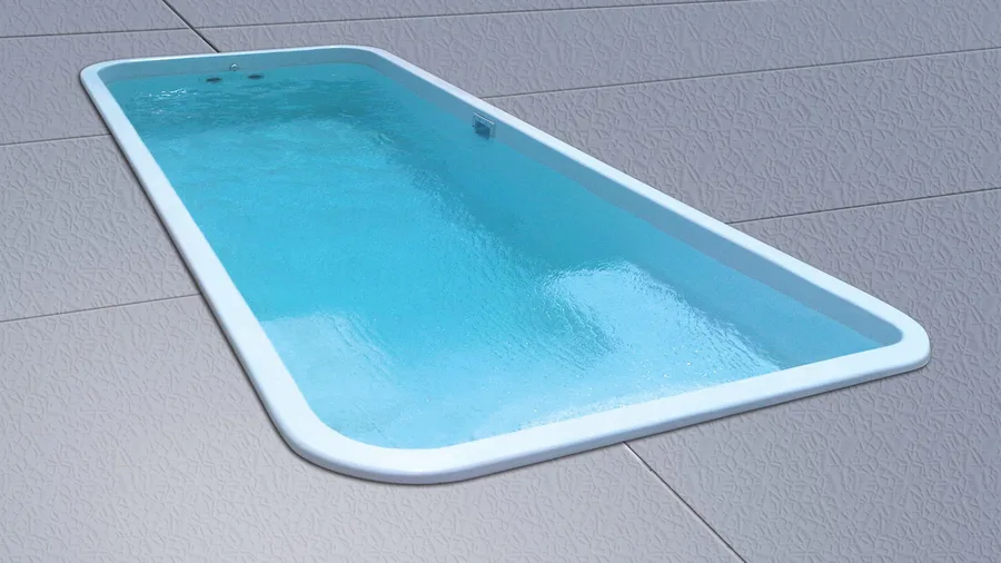 Ochos Rios fiberglass pool installed in a backyard