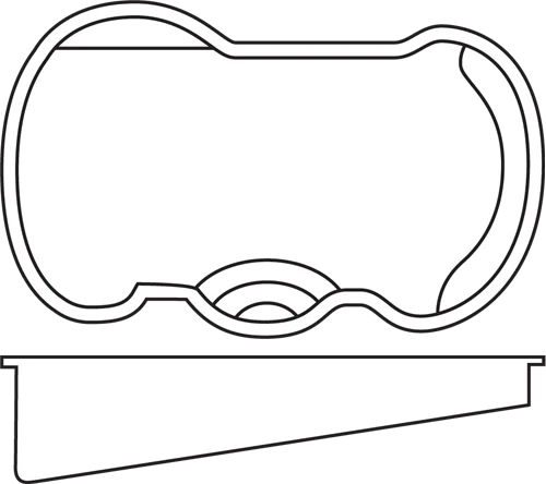 South Beach fiberglass pool shell drawing (top and side views)