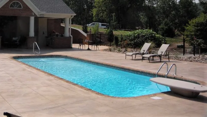 St. Croix fiberglass pool installed in a backyard