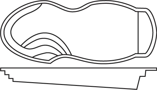 St. Lucia fiberglass pool shell drawing (top and side views)