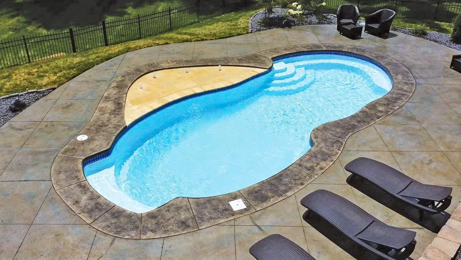 St. Lucia fiberglass pool installed in a backyard
