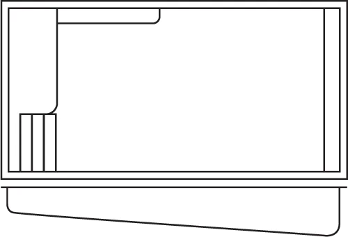Tropic fiberglass pool shell drawing (top and side views)